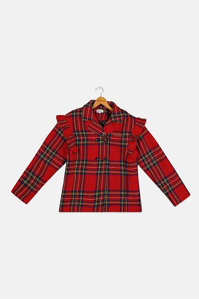 Nicole Miller Kids Girl Plaid Trench Coat, Multicolor