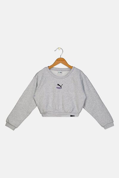 Puma Kids Girl Relaxed Fit Long Sleeves Sweatshirt, Grey
