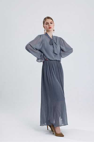 ikomteks Chiffon Pleated Skirt Suit