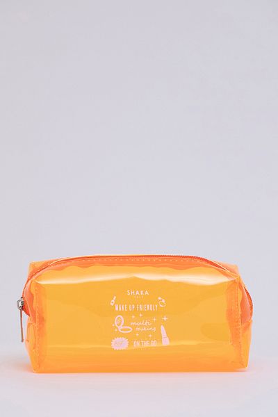 SHAKA Orange Shk104 - Multi-Purpose Rectangular Transparent PVC Travel and Makeup Bag, L:8 E:19 W:8 cm