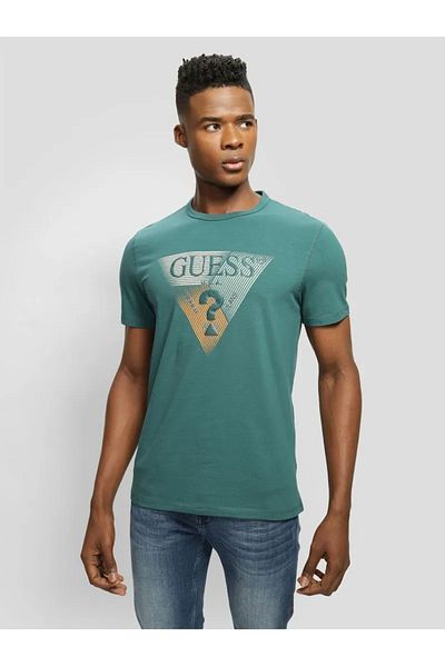 Guess Jeans Tricou verde pentru bărbați Blugi Playera Guess