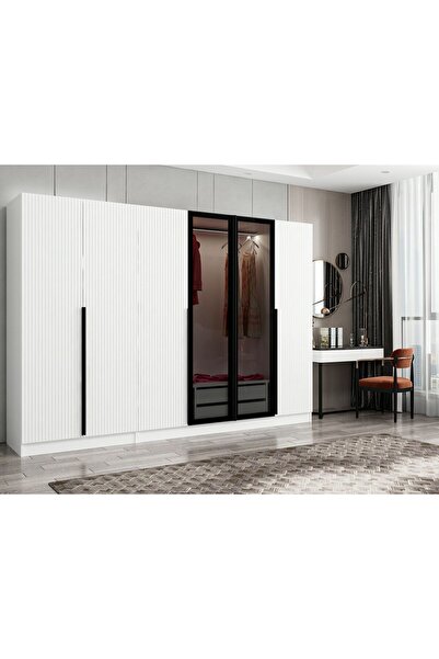 Minar Kale Plus190 6 Mebran Kapaklı 2Ç Dolap Beyaz Mebran Füme Cam