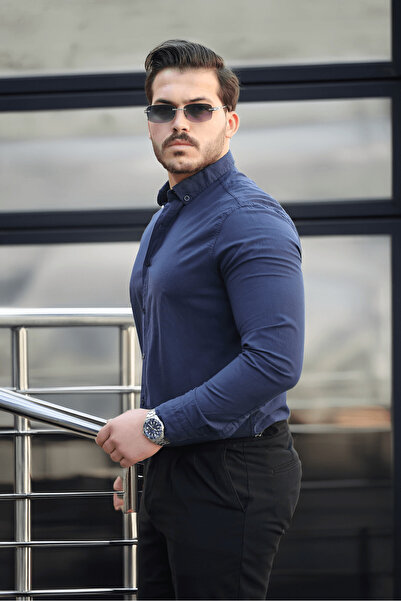 Valiberta Navy Blue York Linen Shirt for Men