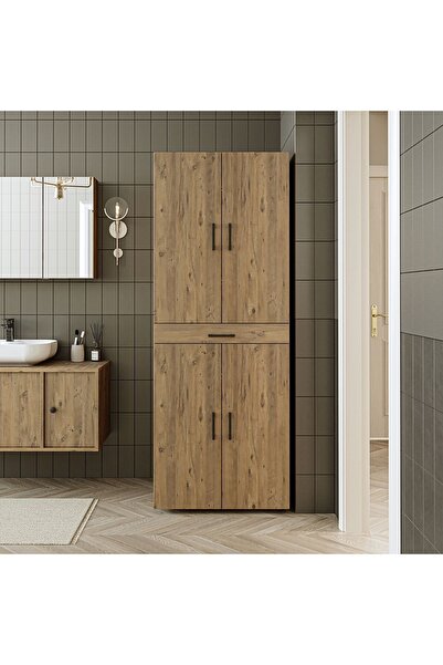 ROOMART Banyo Dolabı Kapaklı Çamaşır Ve Kurutma Makinesi Dolabı 70x185 cm