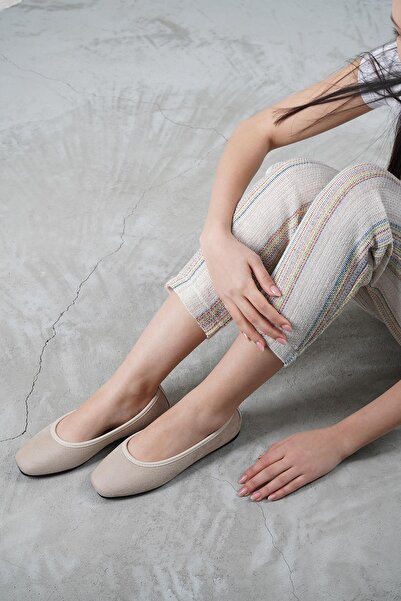 Beyond Women's Beige Suede Ballerinas - Low Heel and Comfortable Design Byndmrj01