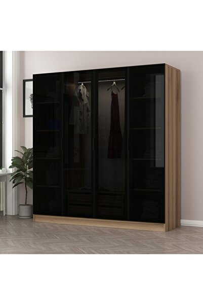 Minar Kale 190 4 Füme Cam Kapaklı 2Ç Dolap Dore Füme Cam