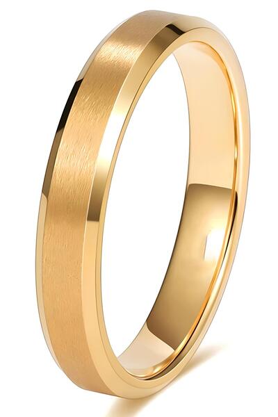 Takı Dükkanı 4mm Angular Matte Flat Model Unisex Men Women Steel Wedding Band Ring Cl40