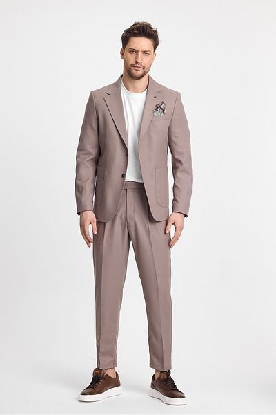 Frappoli Venus Men's Mink 4 Season Comfortable Fabric Slim Fit Half Lining Jacket 2-Piece Suit