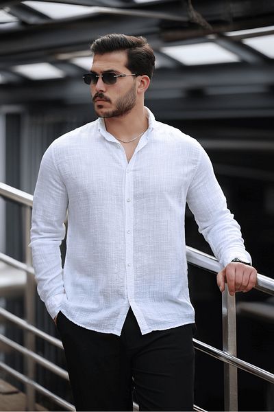 Valiberta Bien Cotton Linen Men's Shirt - Ecru