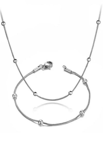 Takı Dükkanı Snake Bulk Chain Italian Women's Steel Necklace and Bracelet Set Eck57S