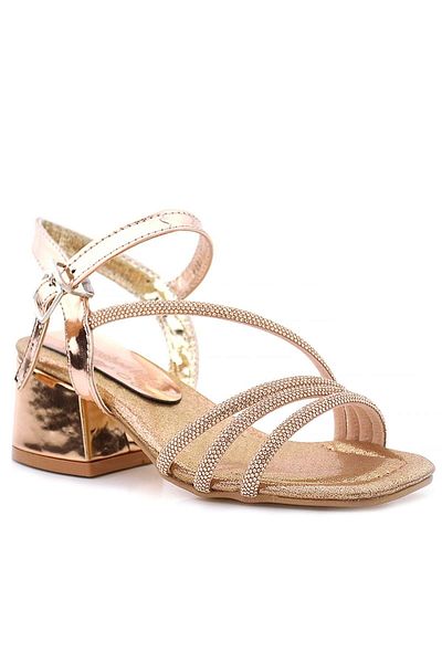 hapshoe Moana Copper Stone Detailed Girl's Heeled Evening Dress Shoes