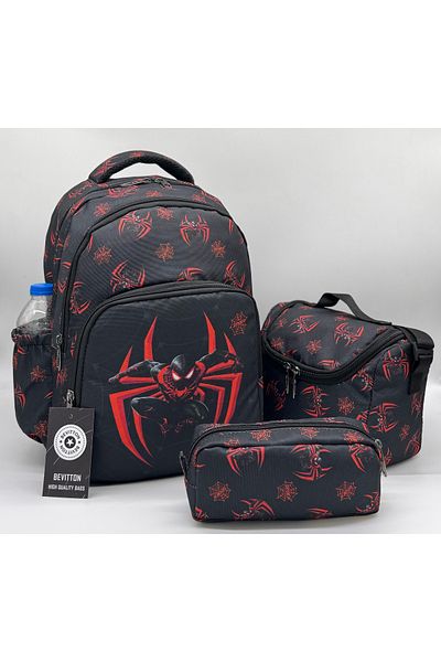 Bevitton Black Team Boy's First School Bag 3 Pieces Character Patterned