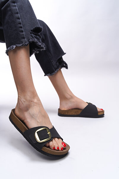 Riccon Papuci de damă cu o singură cataramă - Hosrathla Matte Black 0012603