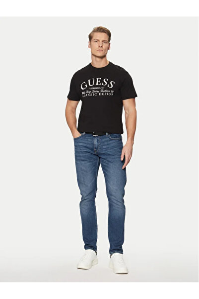 Guess Jeans Pánské černé tričko s džínami jblk Guess