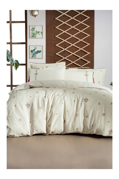 Sarev Set de lenjerie de pat dublu Idil Ekru bumbac 100% Mood Comfort