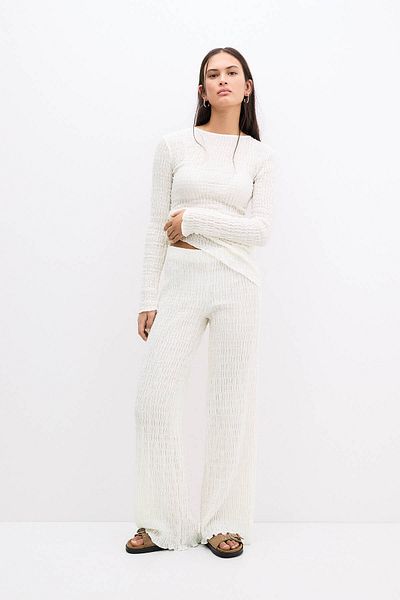 Pull & Bear Wide-leg creased fabric trousers