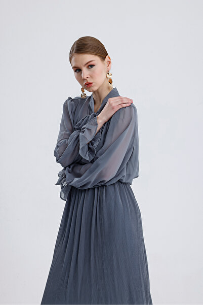 ikomteks Chiffon Pleated Skirt Suit
