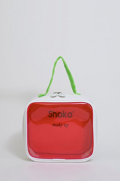 SHAKA Pink/Green Shk115 Faux Leather PVC Transparent Cover Printed Zippered Multi-Purpose Makeup Bag U:18 E:2