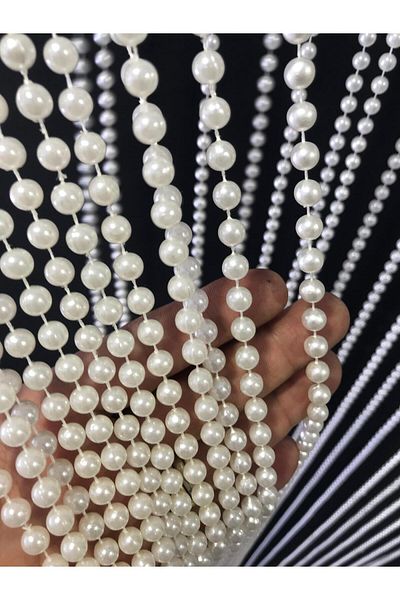 özdeğer home 80X180 White Pearl 1.5cm Spacing Plastic Chain Curtain Bead Curtain Door Curtain
