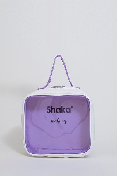 SHAKA Lilac Shk115 Faux Leather PVC Transparent Cover Printed Zippered Multi-Purpose Makeup Bag U:18 E:20 W:8 c
