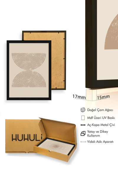 huhuli Ahşap Siyah Çerçeveli 3 Parça Set Tablo huhu258