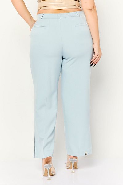 The Giving Movement Women Solid Split Hem Palazzo Pants, Light Blue