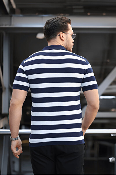 Valiberta Premium Viskon Polo Γιακά Τρικό Ανδρικό T-Shirt - Σκούρο Μπλε