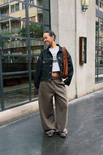 Bershka Plush barrel trousers