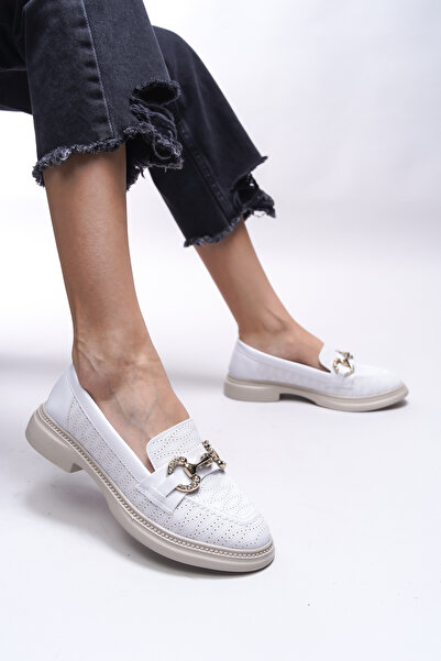 Riccon Mocasini Jintheris pentru femei 0012453 - Piele albă