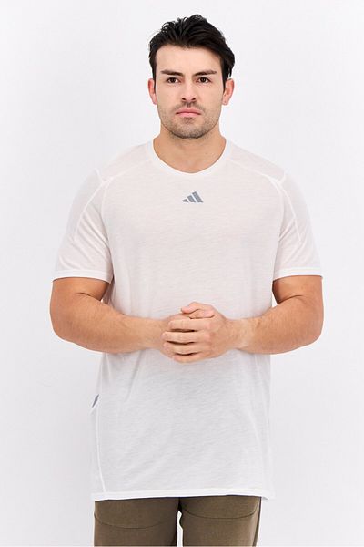 adidas Men Sportswear Fit Short Sleeve Training T Shirt, White