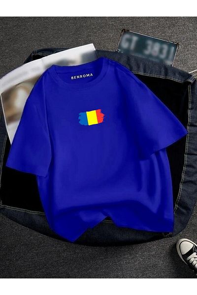 BENROMA 1 προϊόν δώρο για αγορές 6 και άνω Oversize Romania Flag Printed Unisex Tisort Printed
