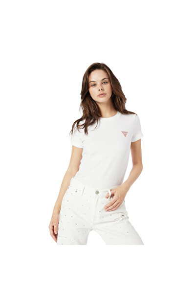 Guess Jeans Dámské bílé tričko s logem mini trojúhelníku G011 Guess jeans