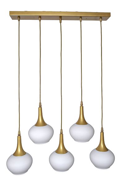 Fer Avize Fred Modern Decorative Row Antique Color 5-Piece Glass Chandelier Above Dining Table - Living Room