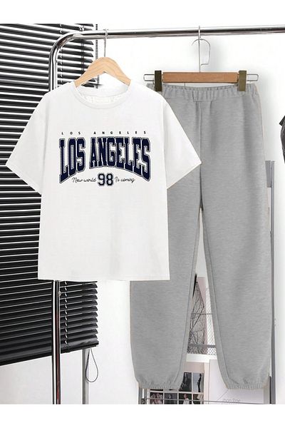 Laches Los Angeles Printed Children's T-Shirt and Sweatpants Set of 2