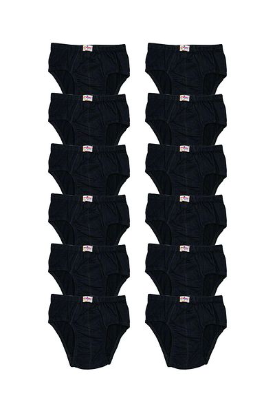 Ceylanoğlu Boy's Black Combed Cotton Panties 12 Pack 2-3-4 Years