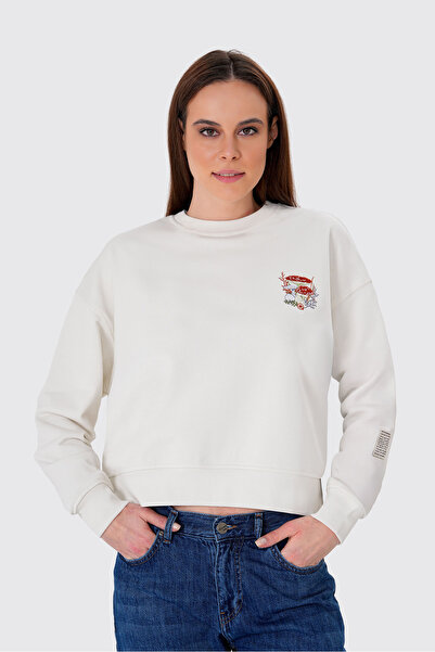 UNIQVIBE Hanorac din bumbac organic cu broderie ciuperci