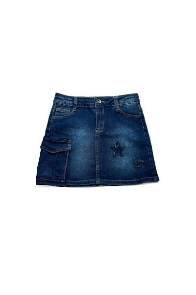 Çikoby Fusta de blugi din lycra pentru fete cu buzunare brodate CK40438