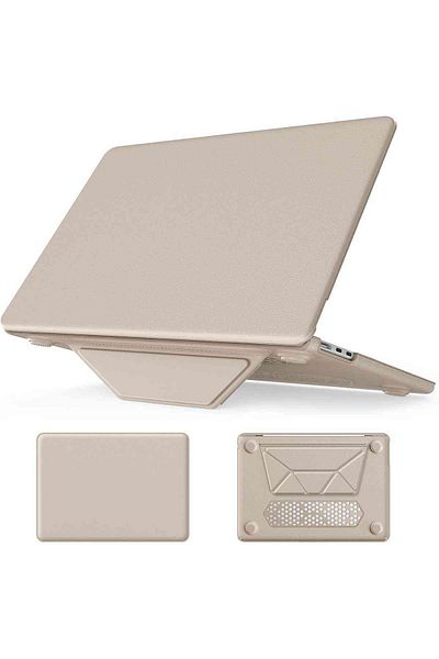 Fuchsia حافظة حماية جلدية فاخرة رفيعة مع حامل متوافق مع Macbook Air M2/M3 مقاس 13.6 بوصة