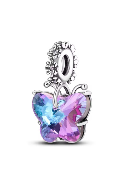 Es Silver Gümüş Mavi Sedefli Kelebek Charm