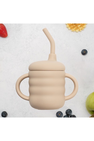 APPEKIDS Cana Din Silicon Cu Pai, - Bubble Beige