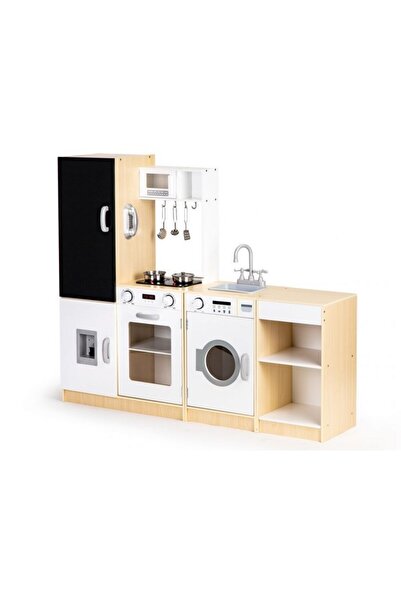 Ecotoys Bucătărie din lemn cu tablă și LED PLK 547