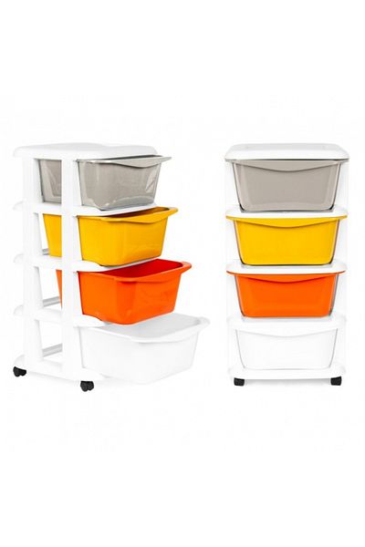 OEM Raft pe roti cu 4 compartimente pentru depozitarea jucariilor ModernHome - Multicolor