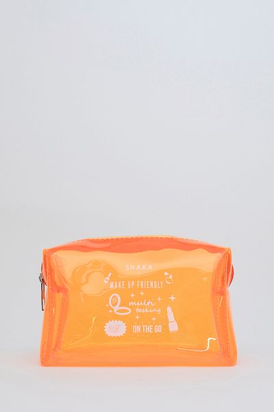 SHAKA Orange Shk103 - Multi-Purpose Transparent PVC Travel and Makeup Bag L:11 W:19 W:10 cm