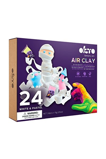 OKTO Set de Creatie Air Clay, Okto, 24 culori - White&Pastel