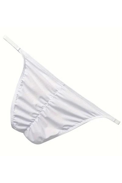 Shimmer Look Men's White Gathered Slip Underwear