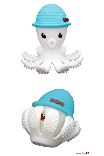 Mombella Inel de dentiție din silicon, caracatiță, albastru