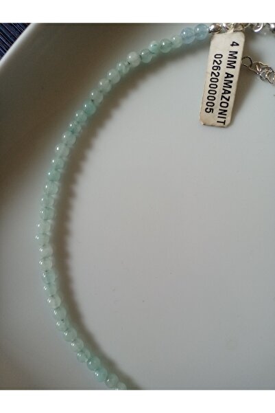 Mudita Tasarım 4 mm küre kesim gerçek doğal Amazonit taşı gümüş kolye
