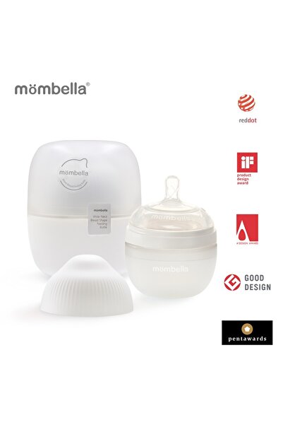 Mombella Μπιμπερόν Mombella κατά των κολικών, 120ml, Tetina S Flux Lent, 100% σιλικόνη, ιβουάρ