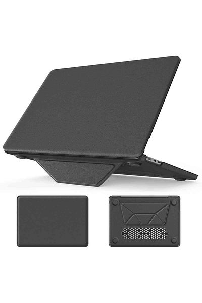 Fuchsia حافظة حماية جلدية فاخرة رفيعة مع حامل متوافق مع Macbook Air M2/M3 مقاس 13.6 بوصة