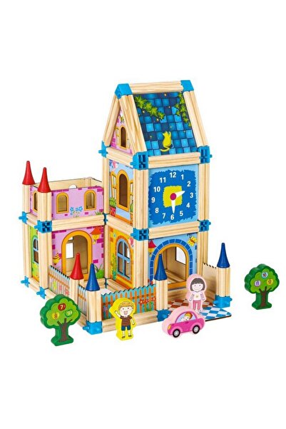 OEM Set de constructii casa 6 in 1 din blocuri din lemn Ecotoys MA429